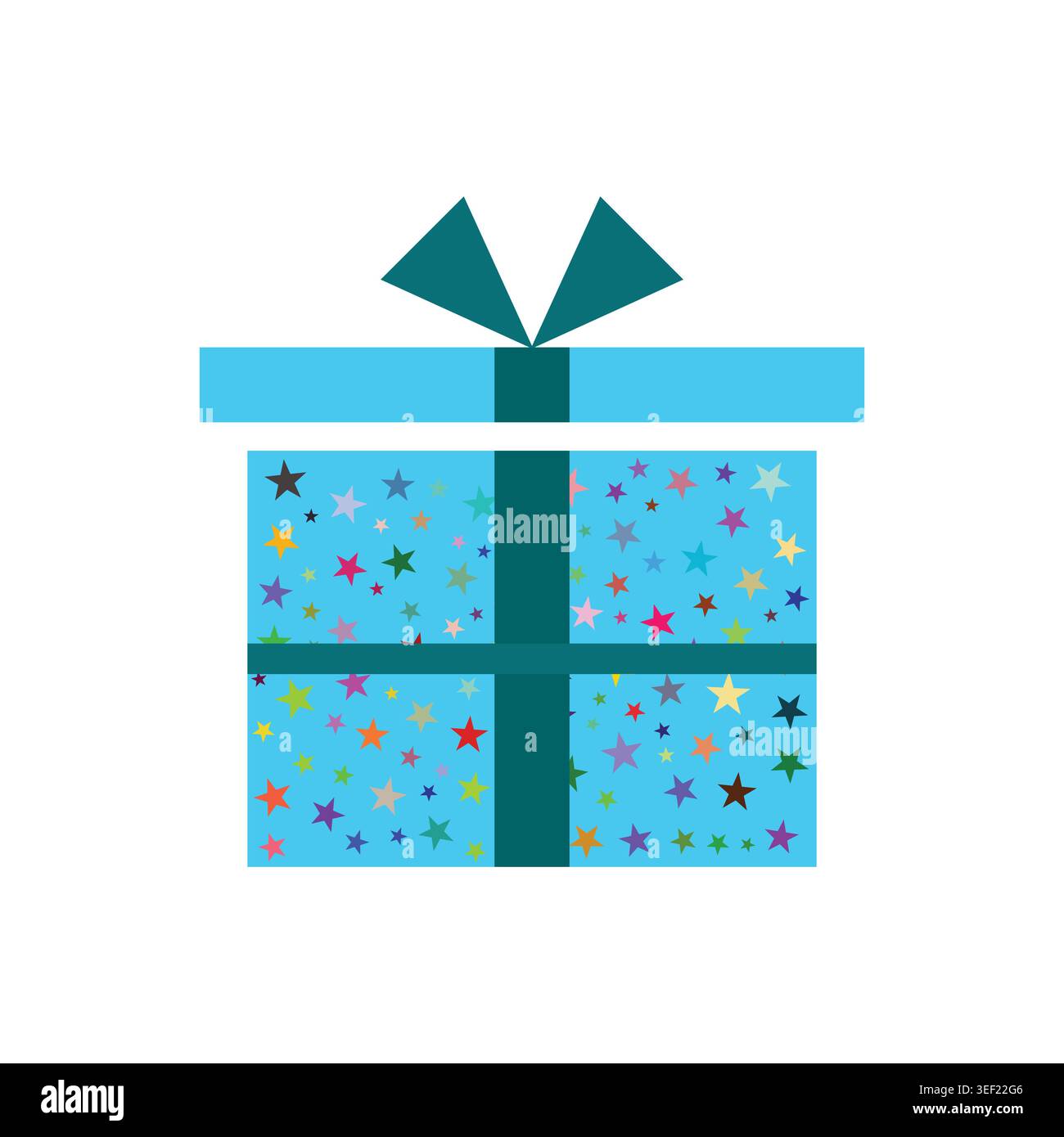 Cyan Gift Box Vector Colorful Present Icon Flat Celebration Illustration Stock Vector