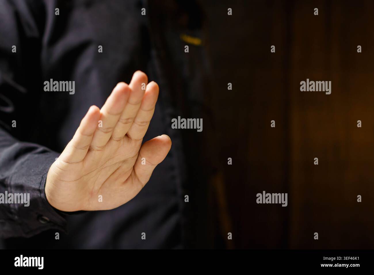 Hand Language Stop Person showing stop hand gesture. hand gesture. Body Language ...