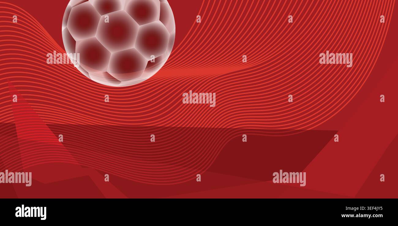 Red background with white honeycomb patterned sphere and wavy lines Stock Vector