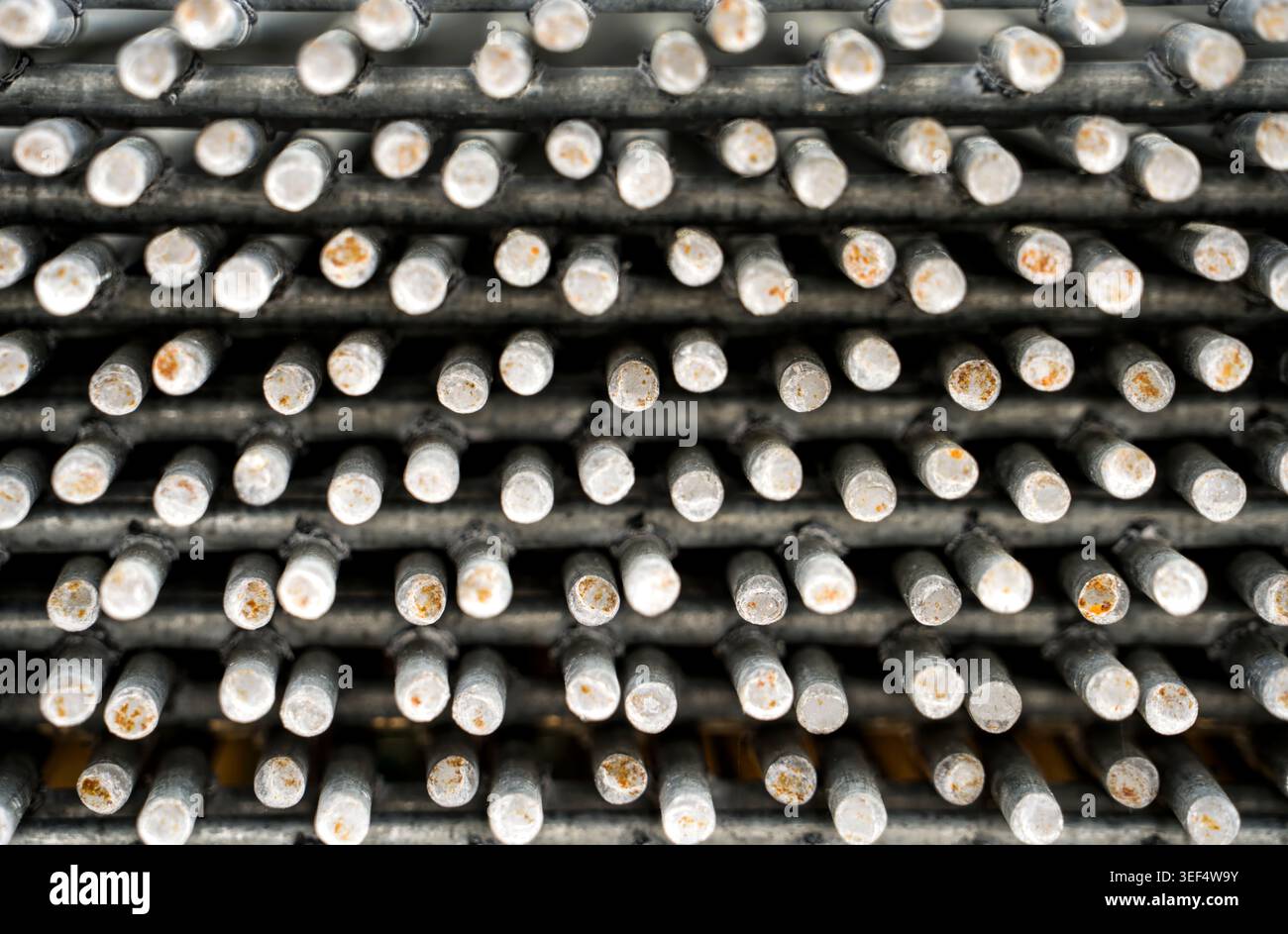 Closeup view of a stack of Rebar, short for reinforcement bar or ...