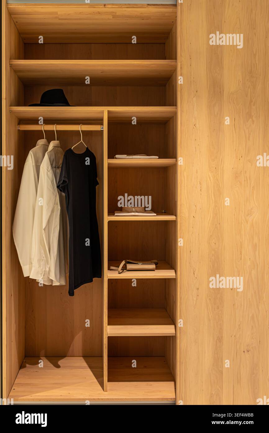 Built in wardrobe wood open hi-res stock photography and images