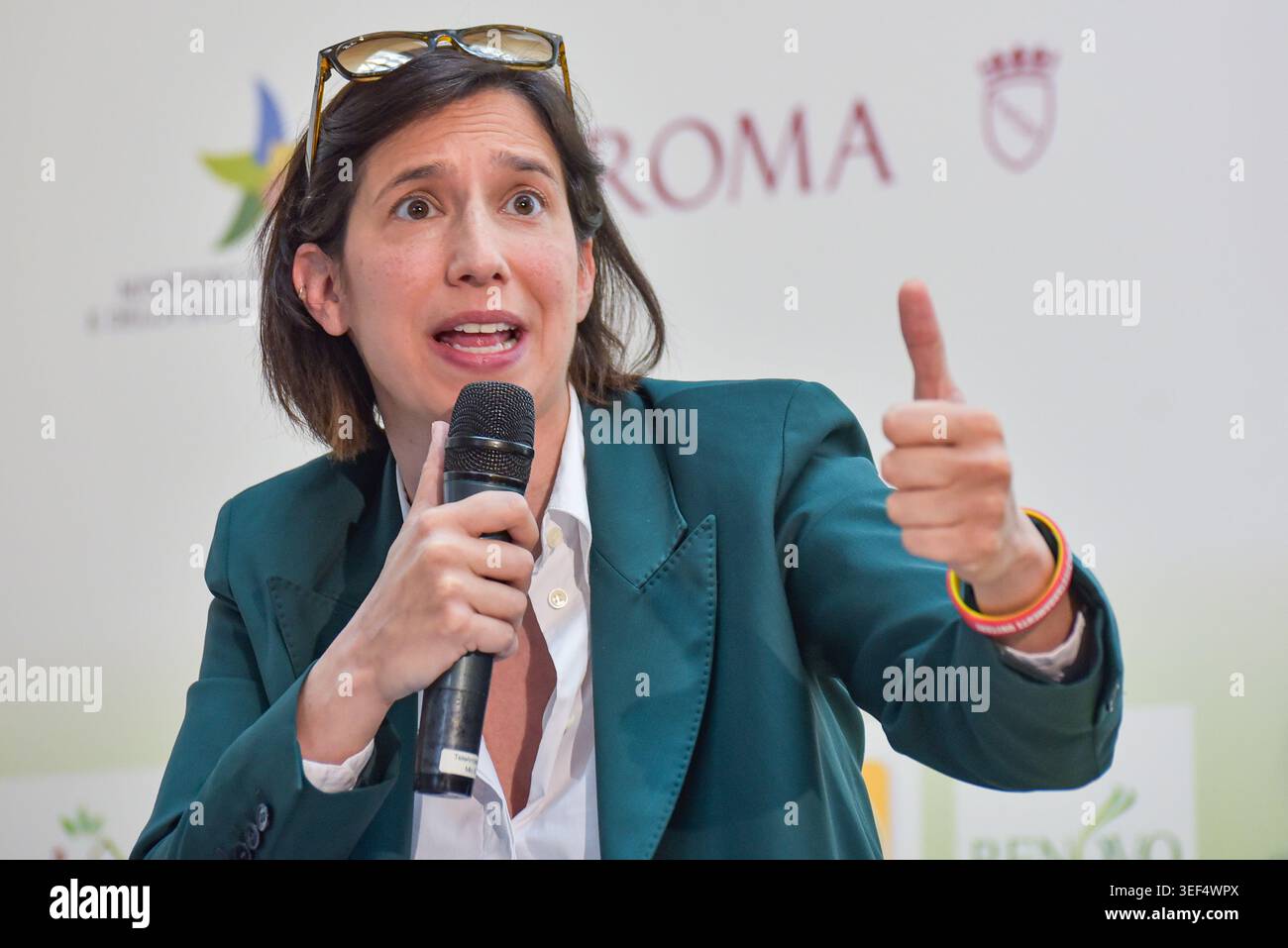 Rome, Italy. 13th May, 2026. Democratic Party Leader Elly Schlein speaks during the Ecofuturo Festival at Città dell'Altra Economia. The Ecofuturo Festival is an annual event in Rome dedicated to environmental sustainability and technological innovation to promote the ecological transition through debates and exhibitions. Credit: SOPA Images Limited/Alamy Live News Stock Photo