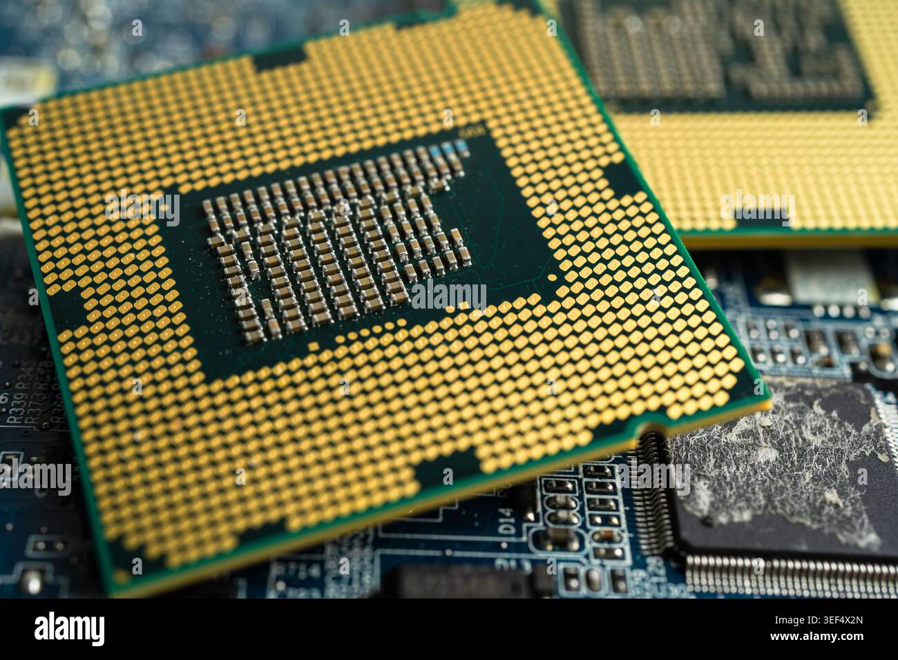 Central Processing Unit, CPU chip processor of computer mainboard, electronic technology. Stock Photo
