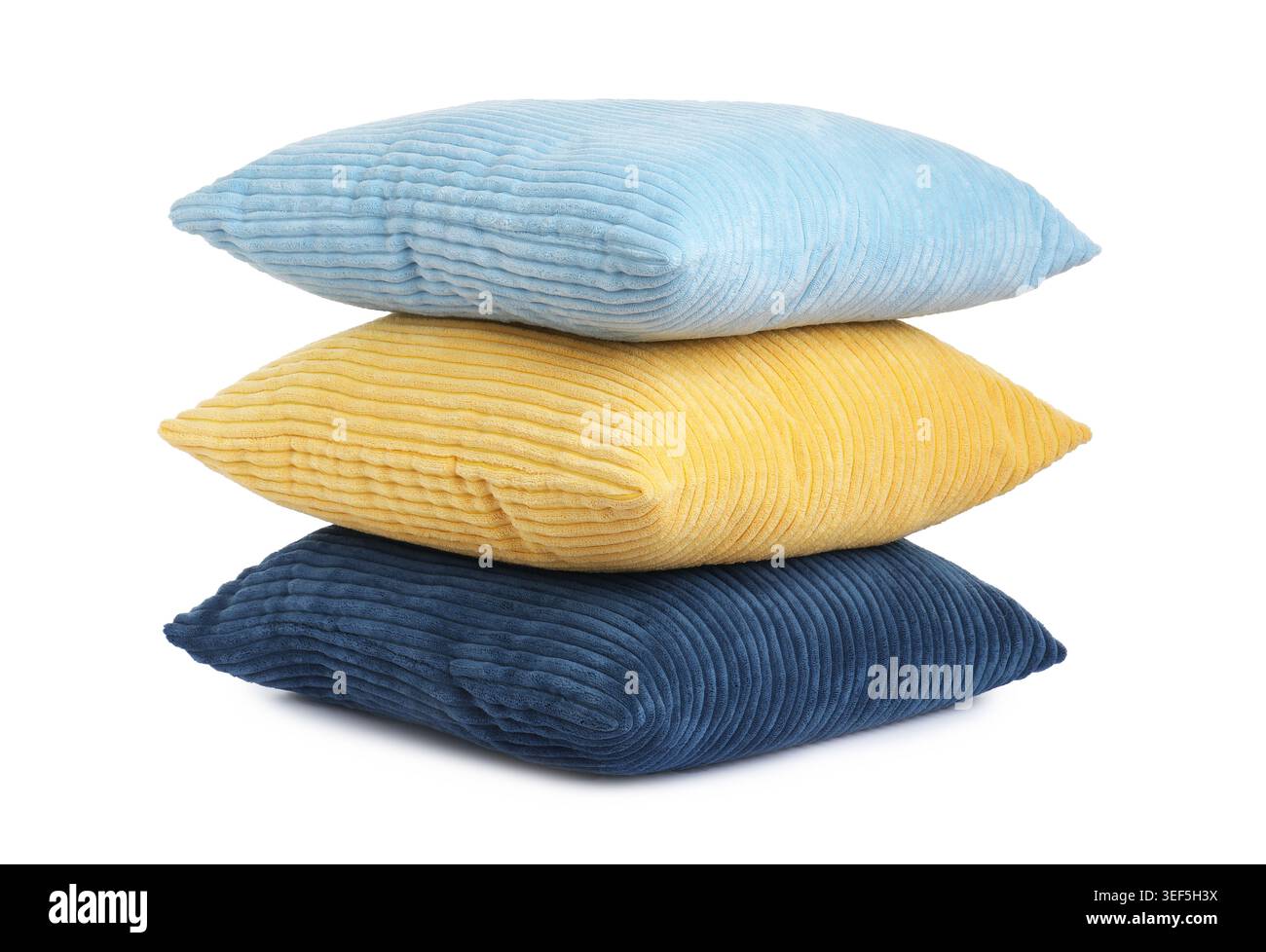 Stack of color cushions isolated on white Stock Photo