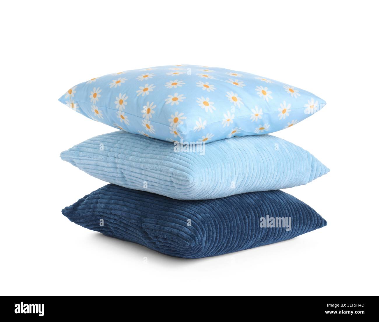 Stack of color cushions isolated on white Stock Photo