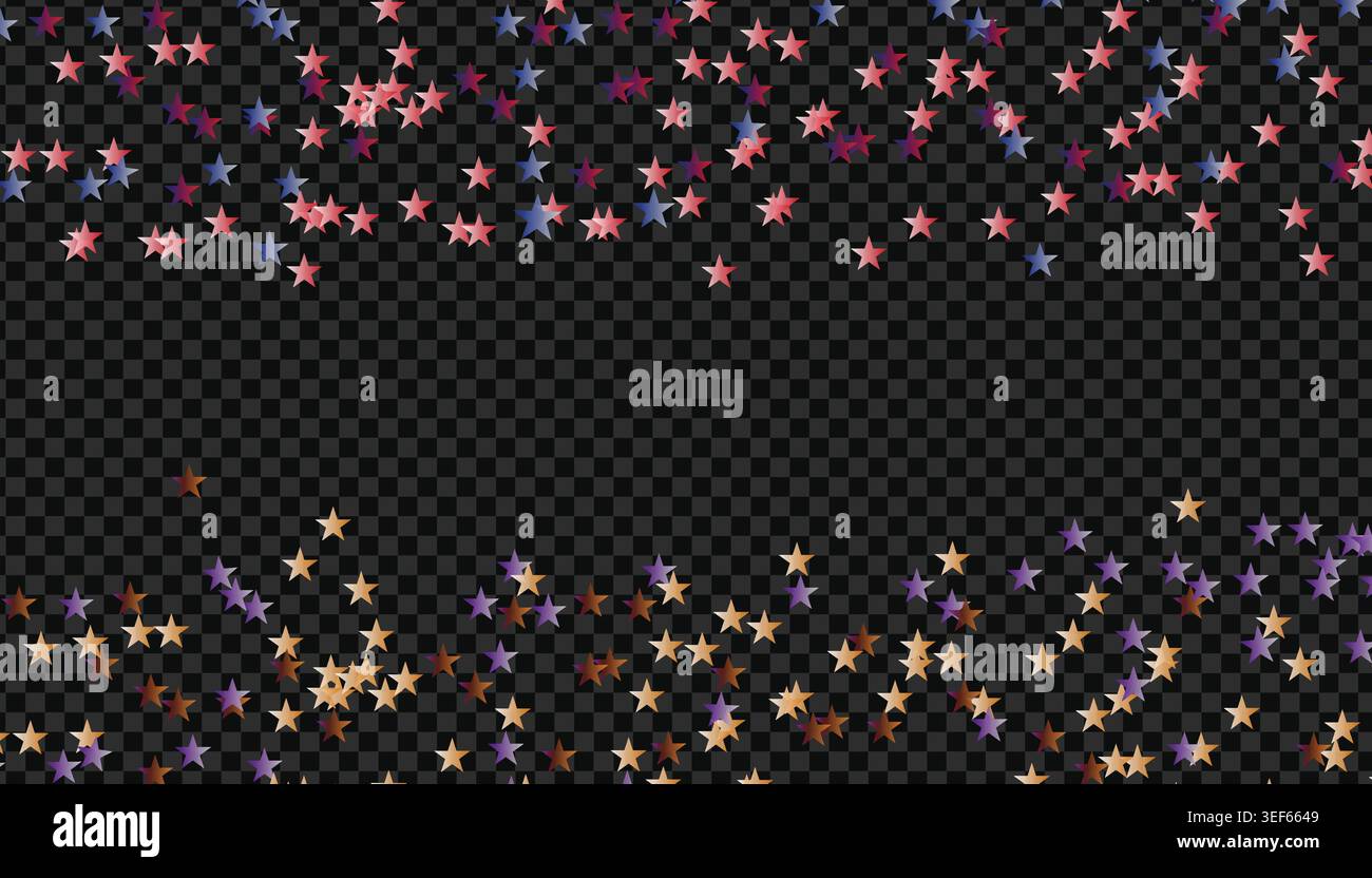 Colorful scattered star confetti border set for festive holiday celebration background decoration vector illustration graphic pack Stock Vector