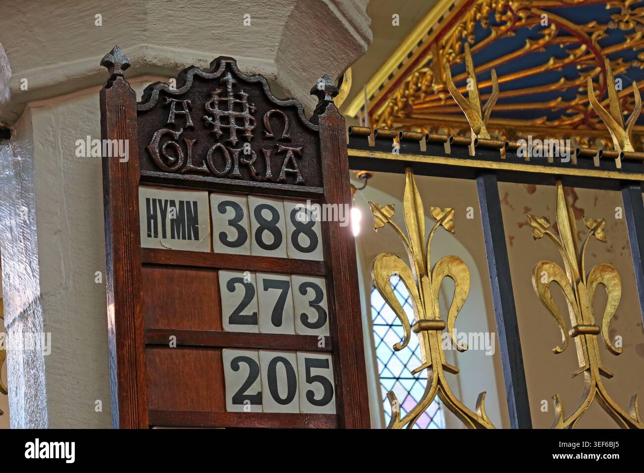 Hymn Numbers , Wigan Parish Church, Wigan, England, UK. Stock Photo
