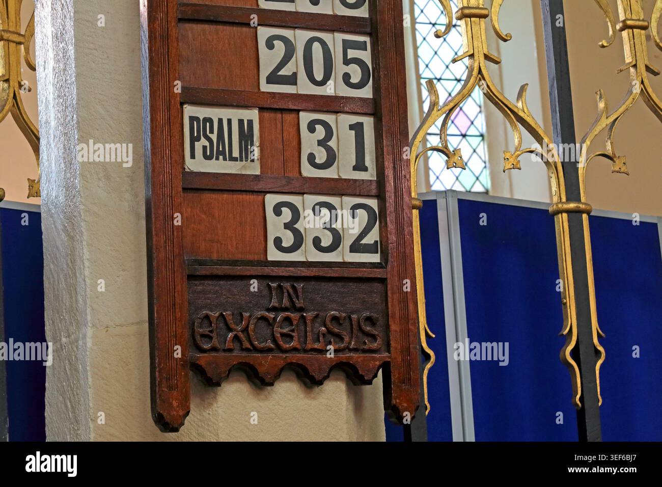 Psalms list Wigan Parish church, Wigan, England, UK. Stock Photo