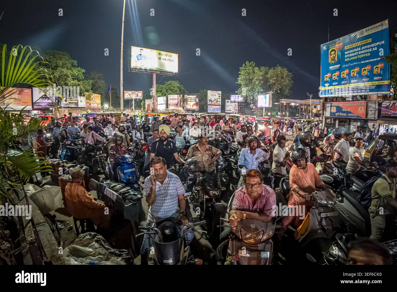 Jamshedpur, India. 13th May, 2026. Motorcyclists queue at a petrol pump amid panic buying as the Indian government maintains there is no fuel shortage. Despite official assurances, soaring global crude prices fueled by Middle East tensions have driven domestic inflation, prompting the Reserve Bank of India (India's central bank) to hike interest rates. Prime Minister Narendra Modi has urged citizens to reduce fuel consumption to protect national reserves, as critics highlight his continued international travel during the austerity push. Credit: SOPA Images Limited/Alamy Live News Stock Photo