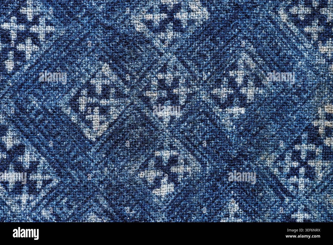 handmade Vietnamese Red Dao indigo dyed blue patterned cloth detail Stock Photo