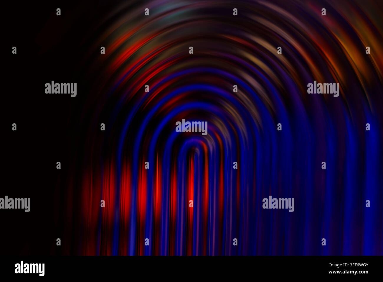 Deep blue and red abstract glowing arching light lines Stock Photo