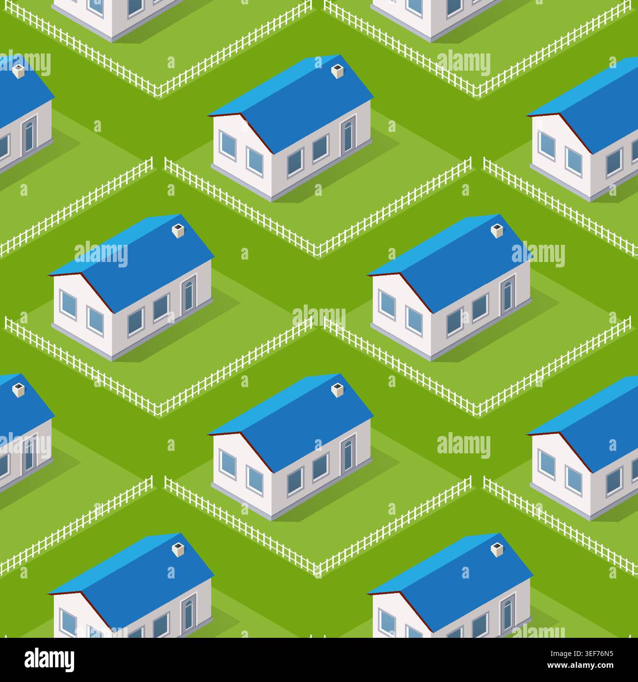 Seamless city building house Repeating Tile Pattern Isometric Illustration Stock Vector