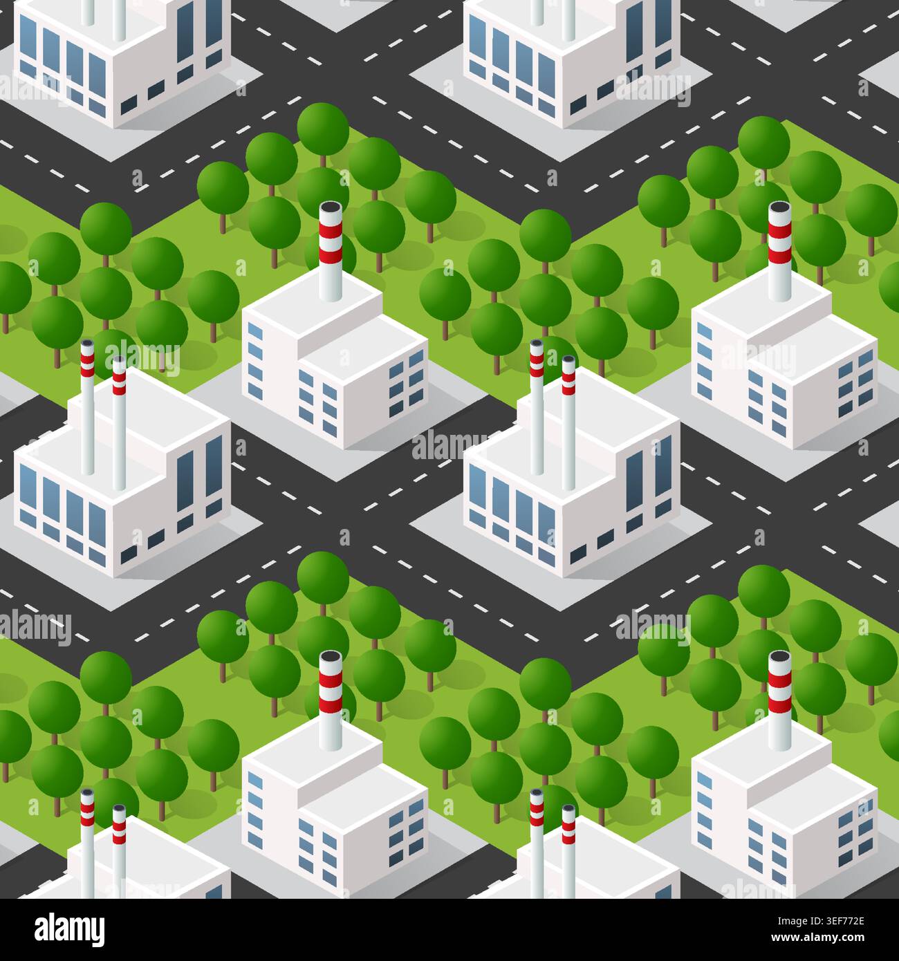 Plant, factory, industrial, industry Seamless Repeating Tile Pattern Stock Vector