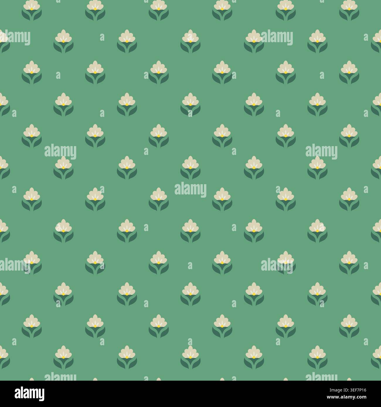 Retro Geometric Tiny Floral Motif Stock Vector