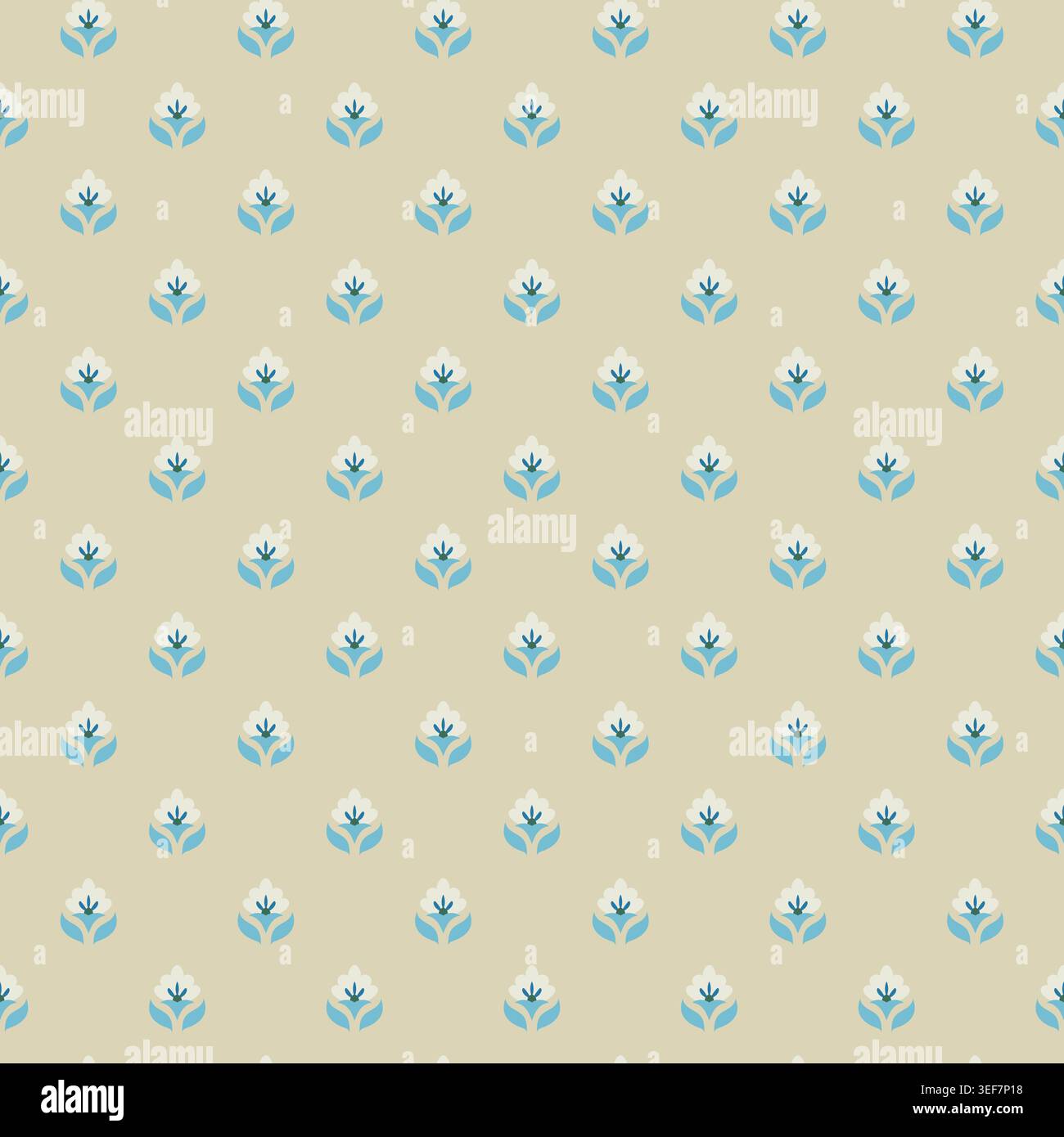 Minimalist Geometric Tiny Floral Motif Stock Vector