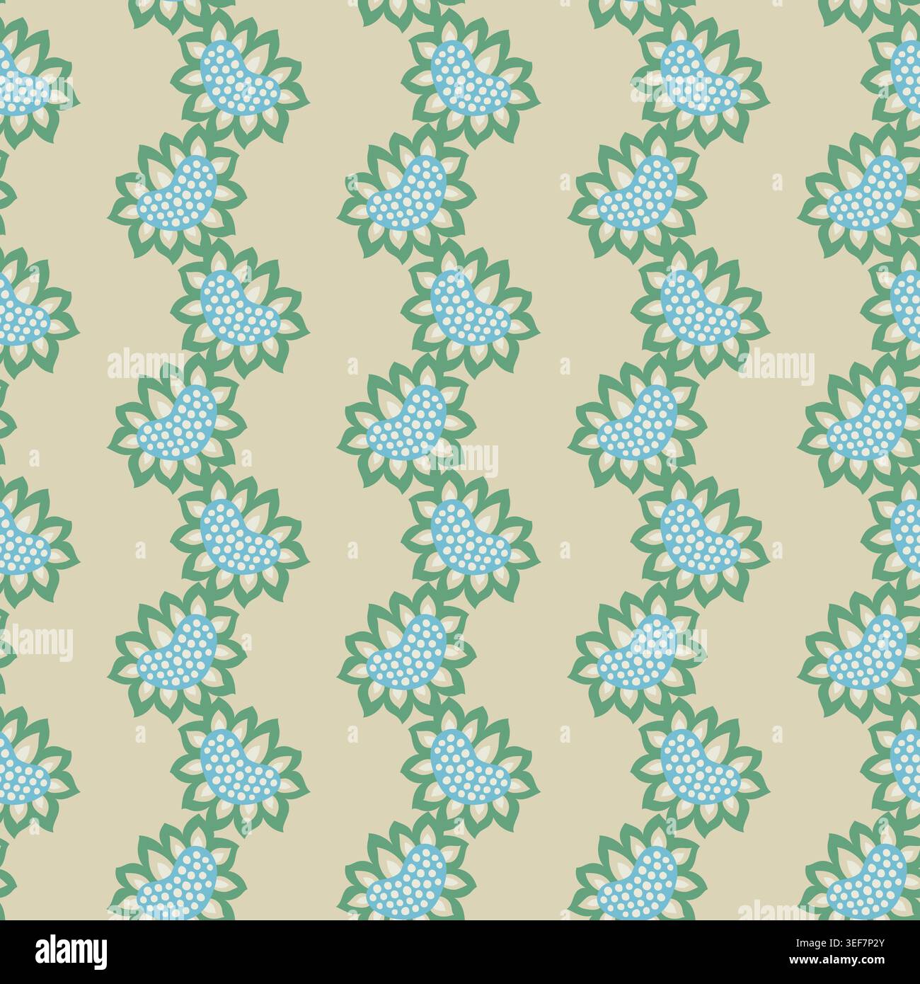 Vertical Blue Green Floral Vine Stock Vector