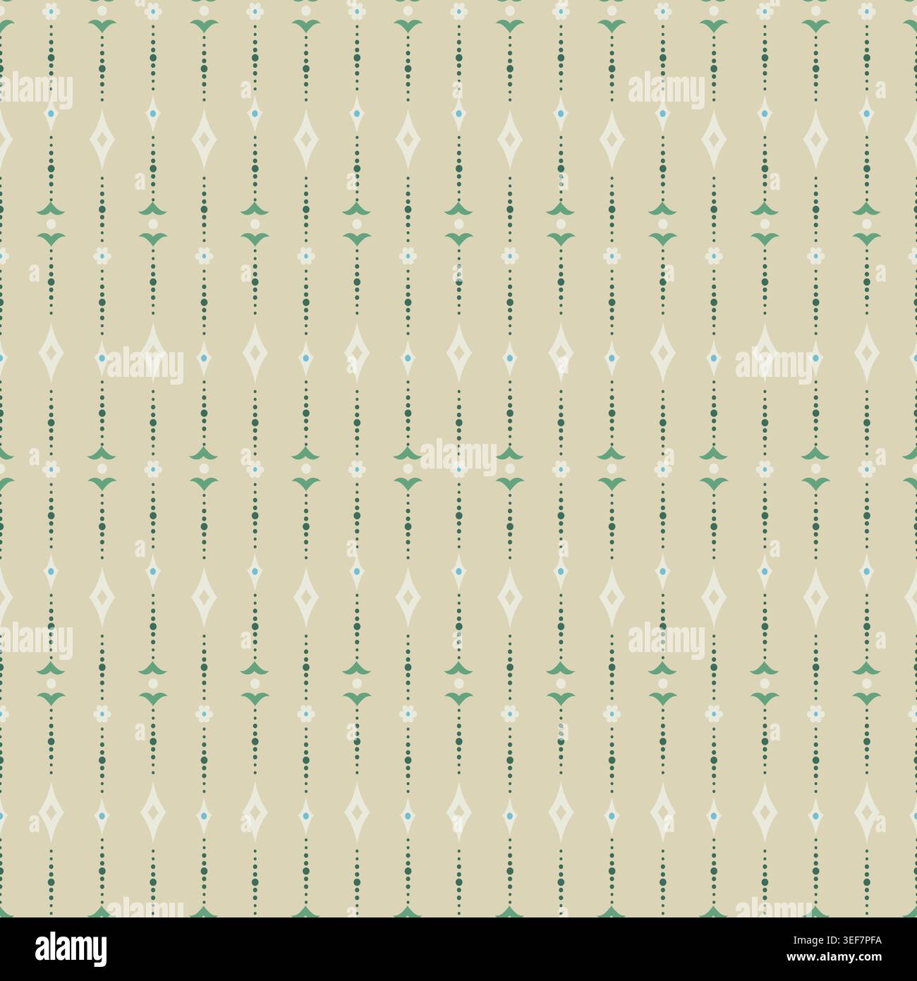 Light Beige Geometric Floral Stripes Stock Vector