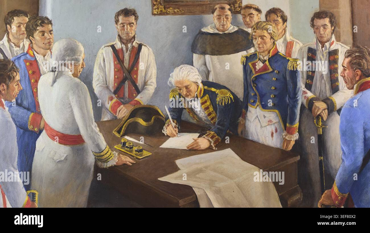 Museo militar, military museum, signing of the surrender by the English ...