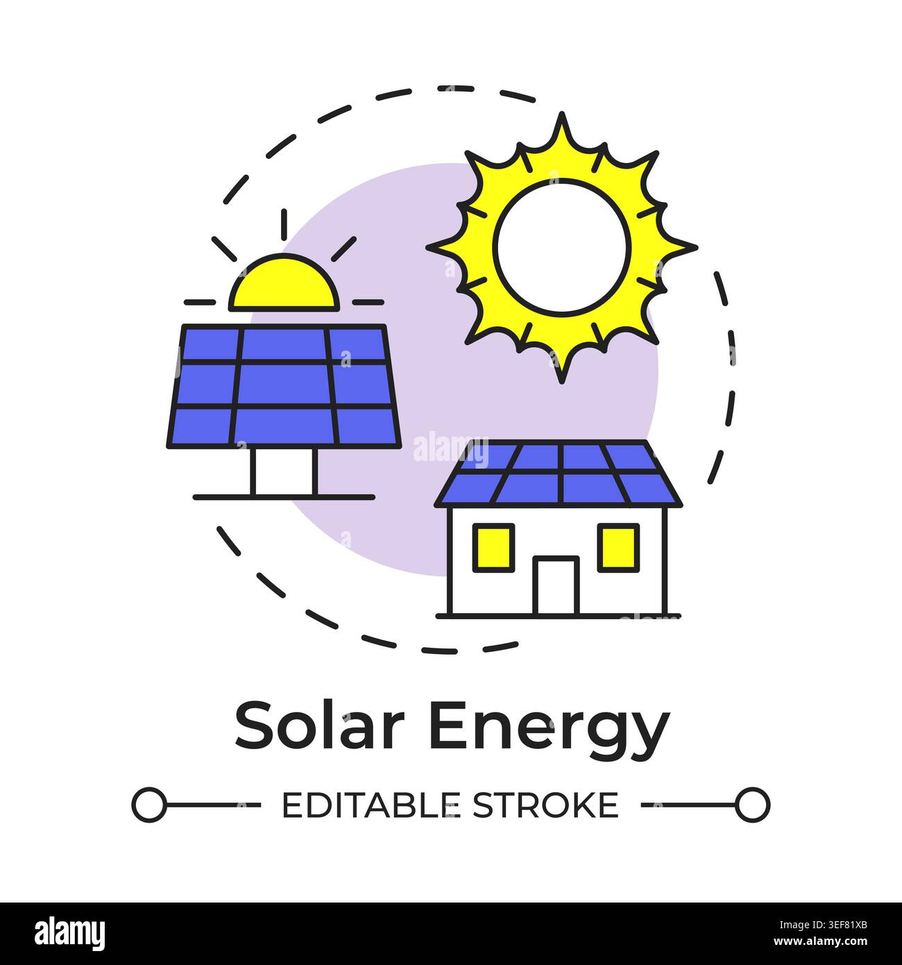Solar energy multi color concept icon Stock Vector
