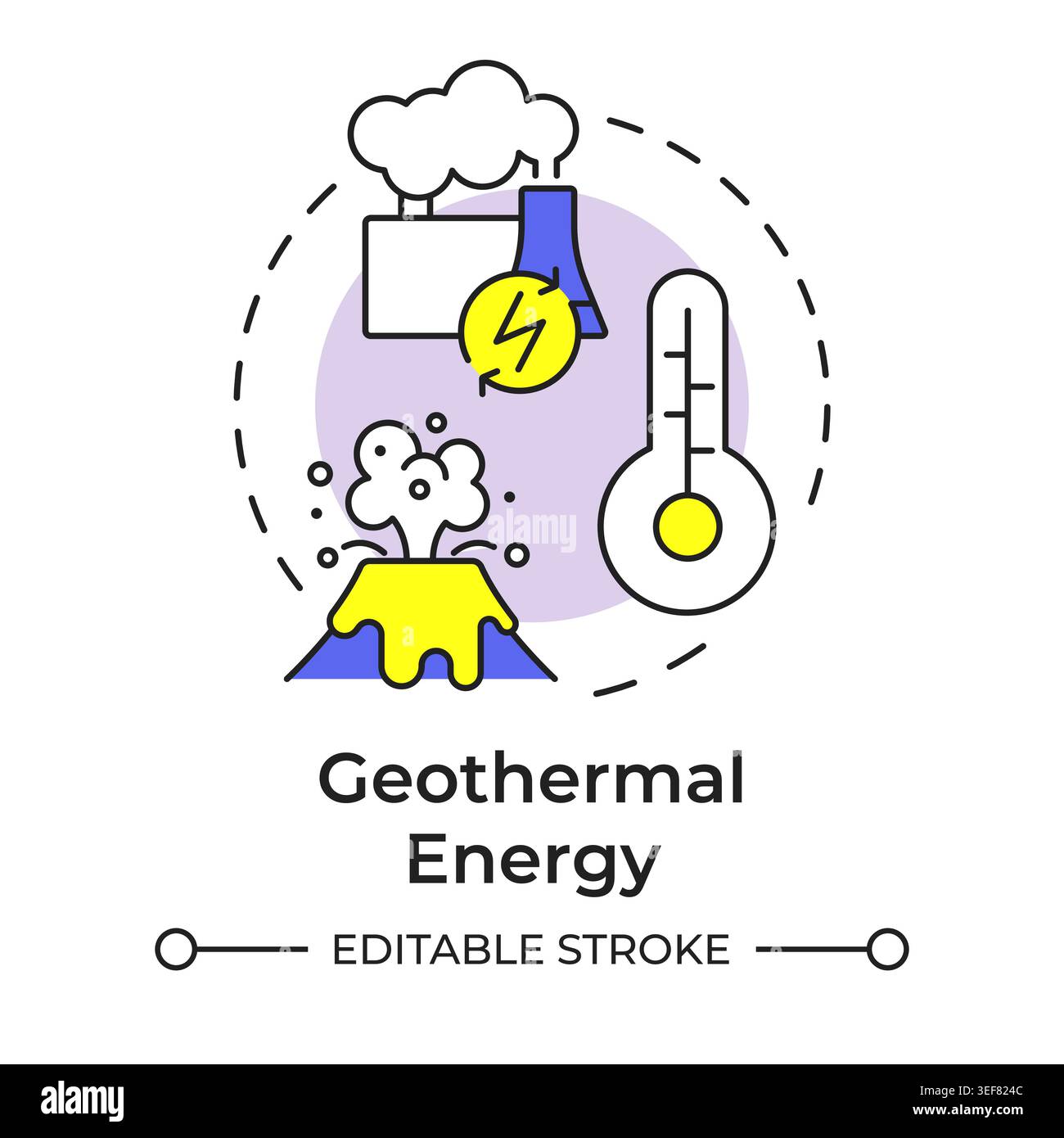 Geothermal energy multi color concept icon Stock Vector