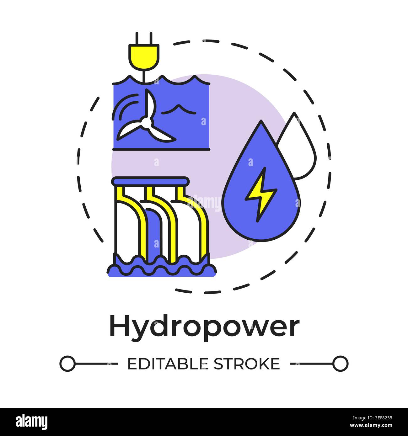 Hydropower multi color concept icon Stock Vector
