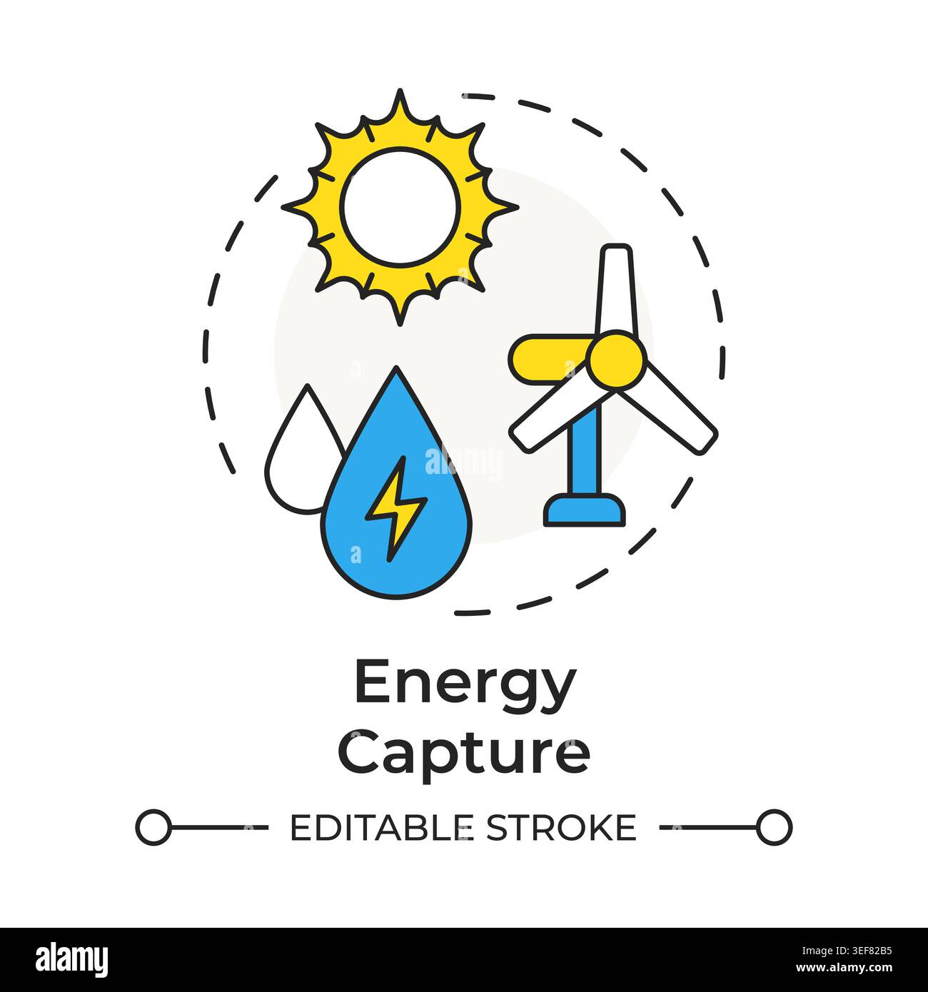 Energy capture multi color concept icon Stock Vector