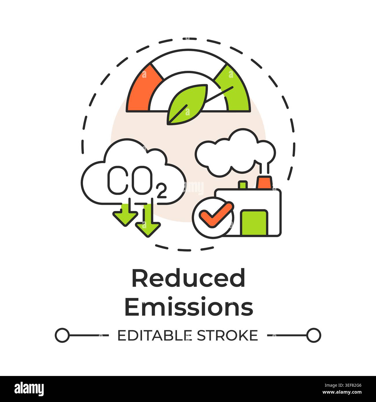 Reduced emissions multi color concept icon Stock Vector