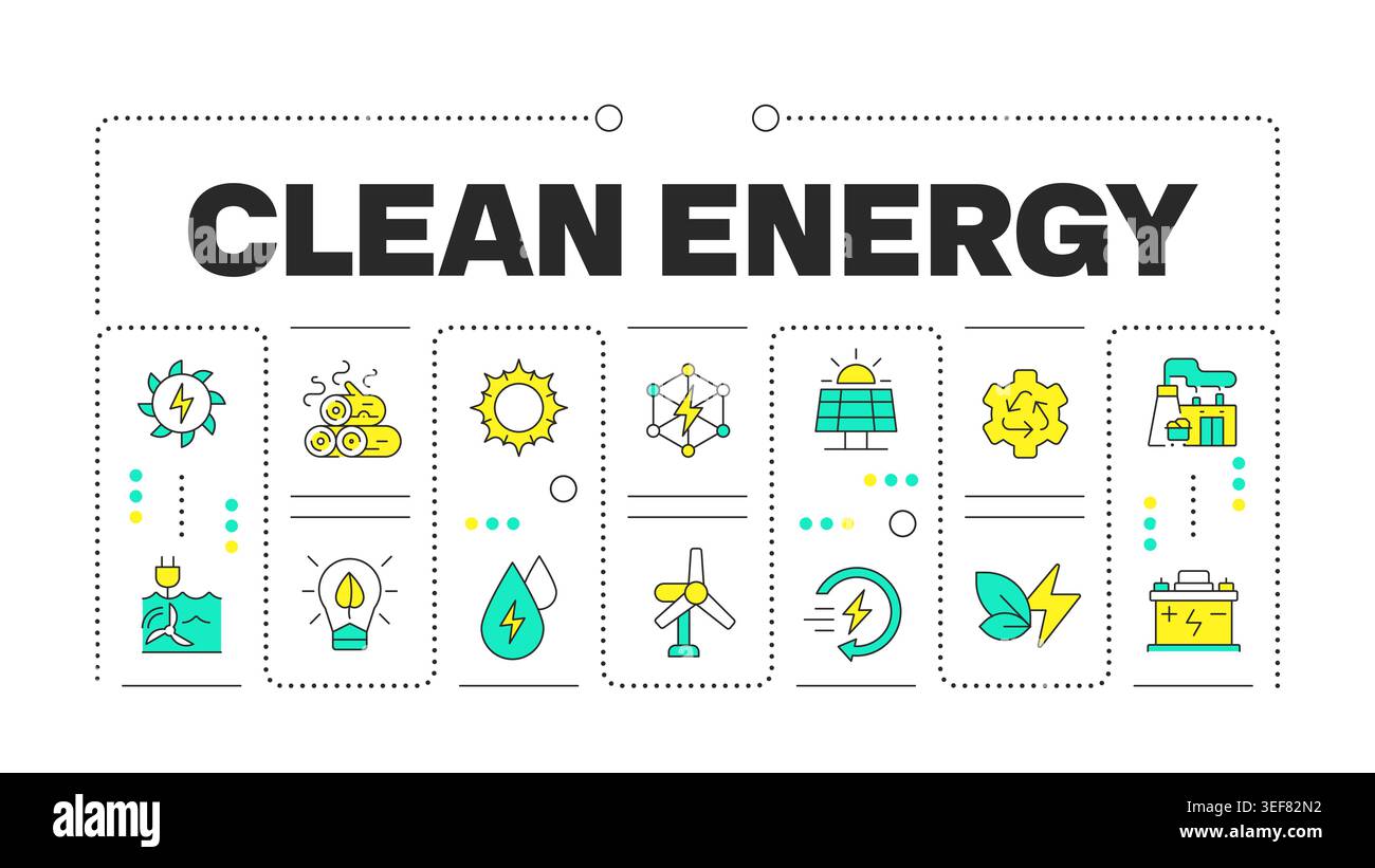Clean energy word concept isolated on white Stock Vector