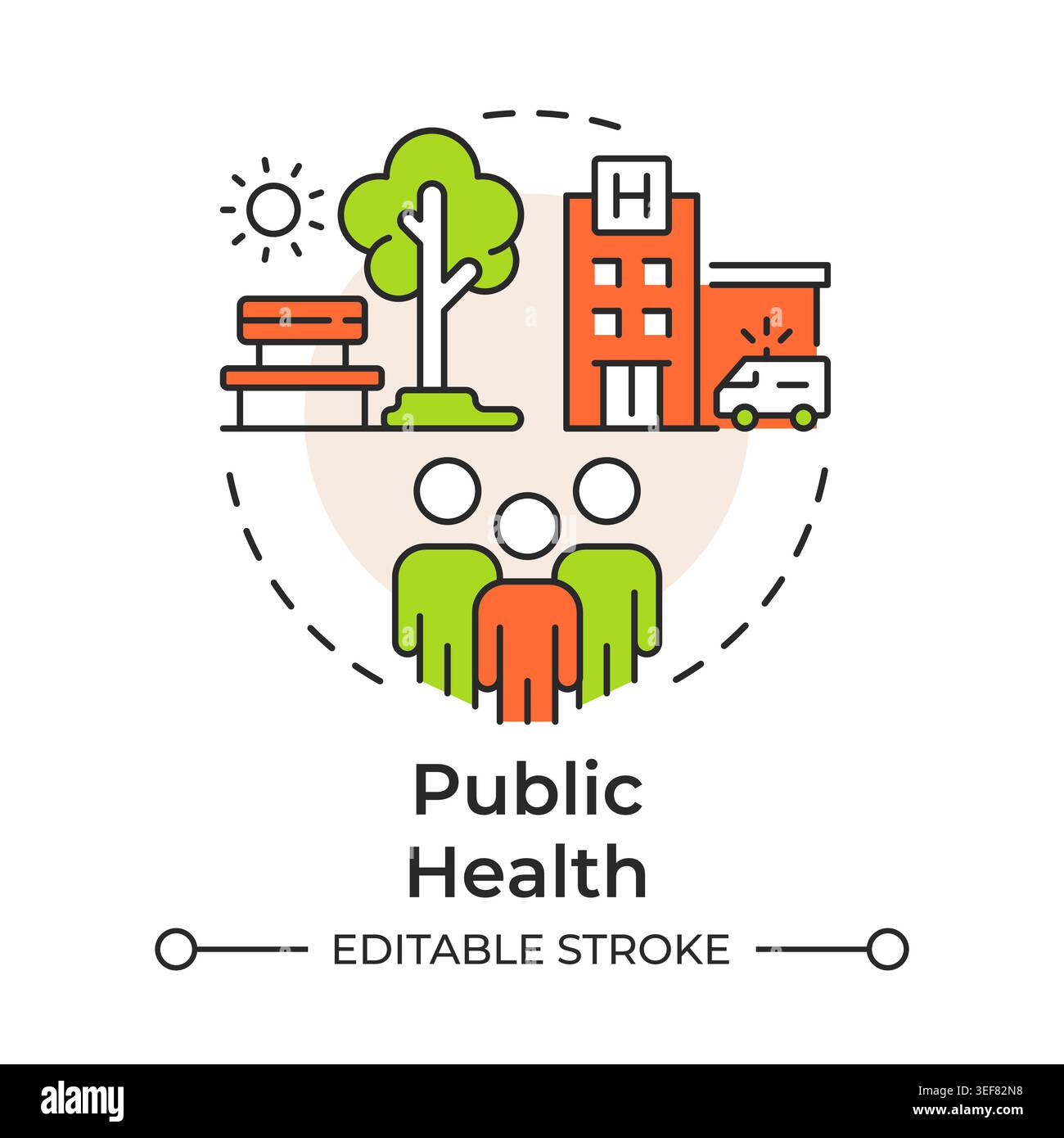 Public health multi color concept icon Stock Vector