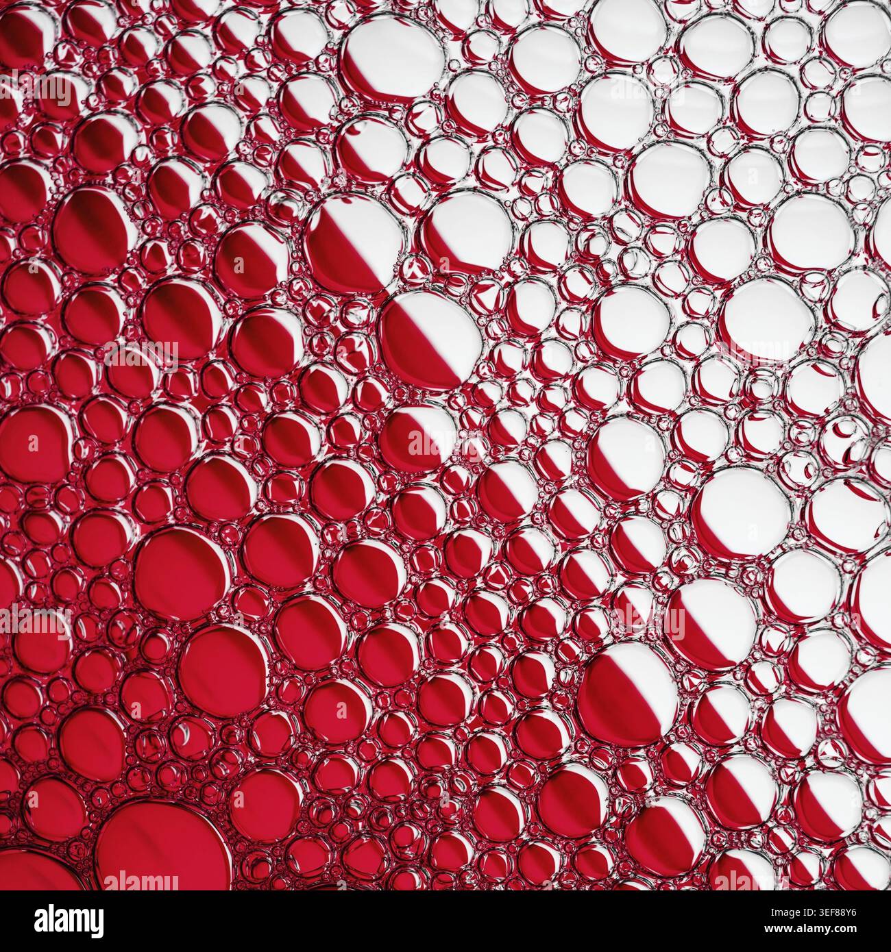 Abstract red bubbles texture. Foam bubbles macro background Stock Photo