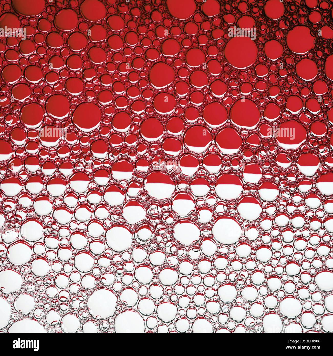Abstract red bubbles background. Foam bubbles macro texture Stock Photo