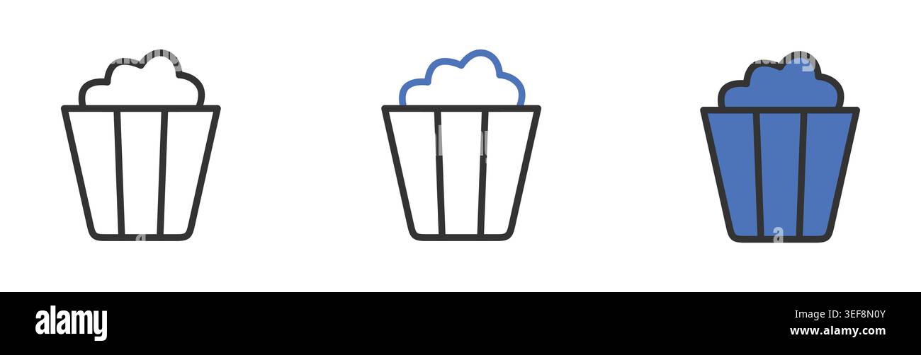 Popcorn Icons Set Line Editable Stroke Vector. Stock Vector