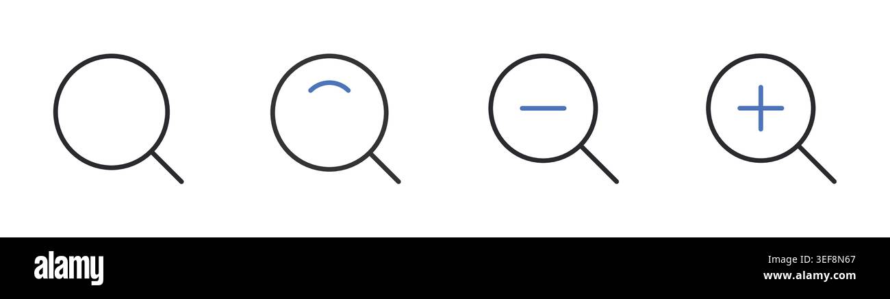 Search Icons Set Line Editable Stroke Vector. Stock Vector