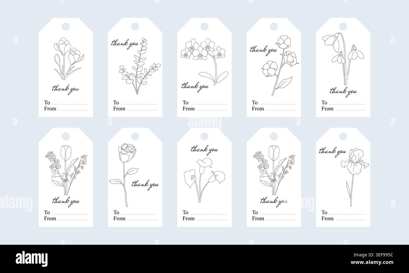 Floral Thank You Gift Tags Stock Vector