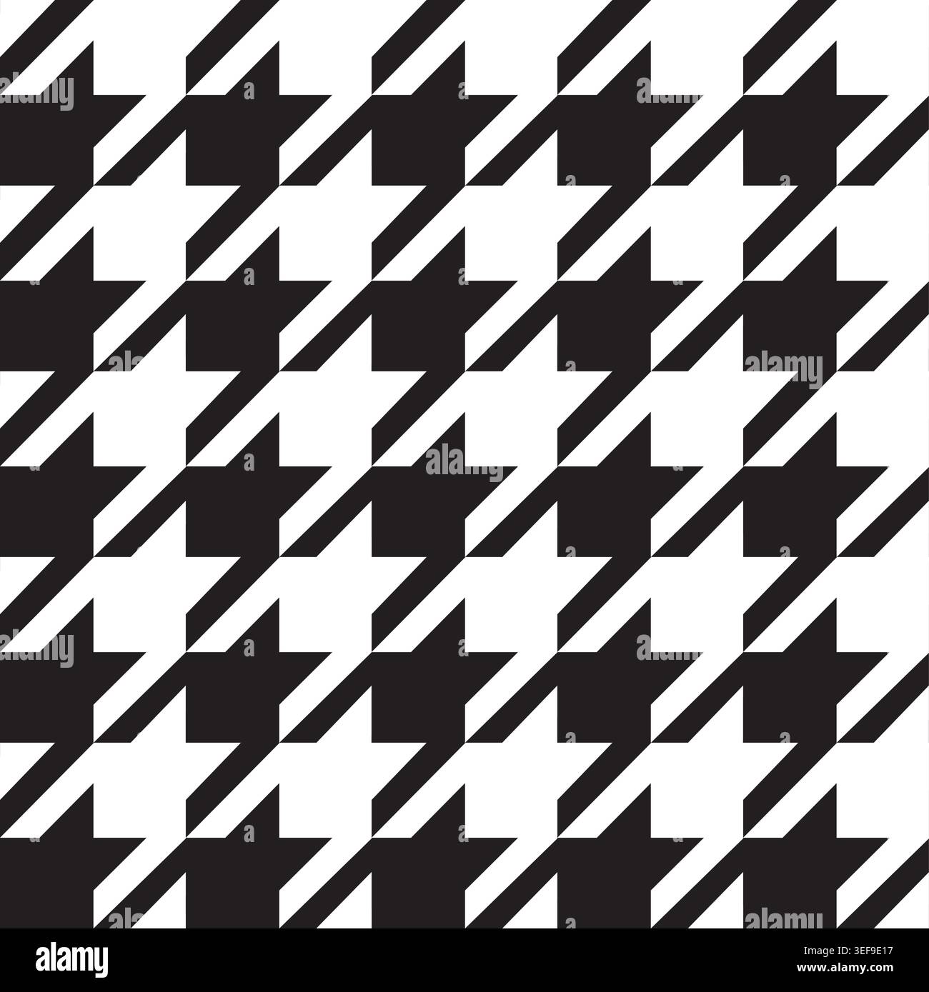Modern Black and White Geometric Houndstooth Pattern Abstract Seamless Background - Vector Design Stock Vector