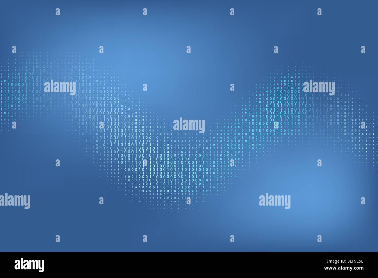 Blue glowing binary wave pattern on abstract digital background with futuristic technology style Stock Vector