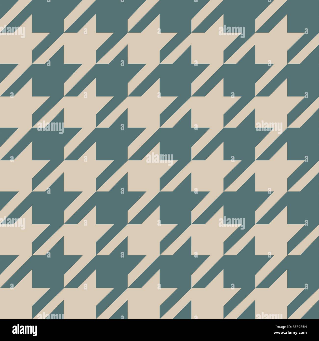 Modern Beige and Blue Geometric Houndstooth Pattern Abstract Seamless Background - Vector Design Stock Vector
