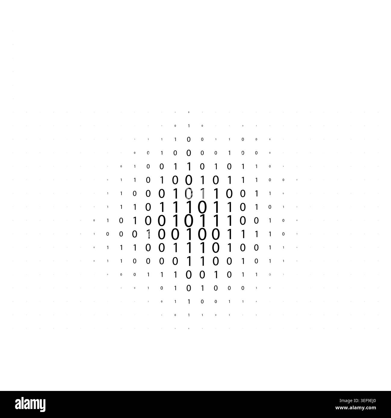 Minimal black binary code pattern on white background with abstract digital technology style Stock Vector