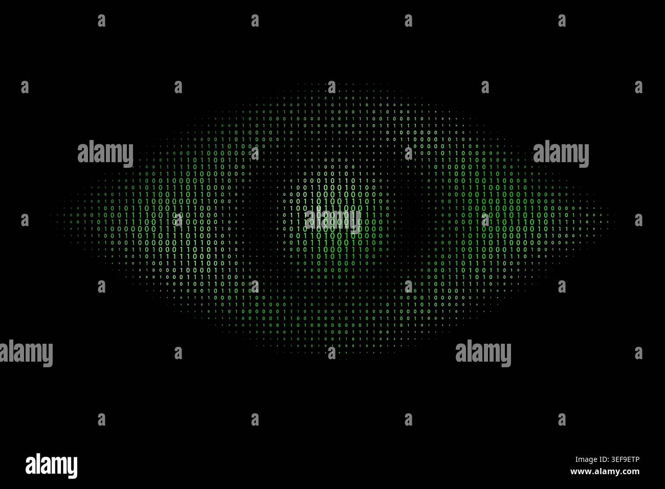 Abstract green binary eye on dark background with futuristic matrix digital technology concept Stock Vector
