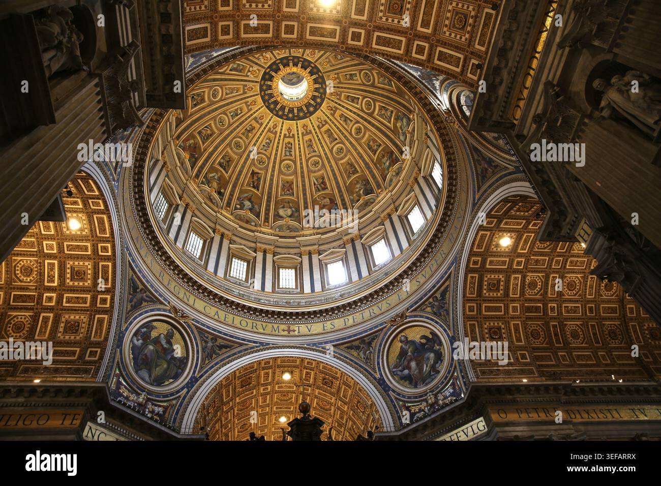 Saint Peter Rennaissance Vatican City. Saint Peter Basilica. Inside. Dome by Michelangelo, 16th ...