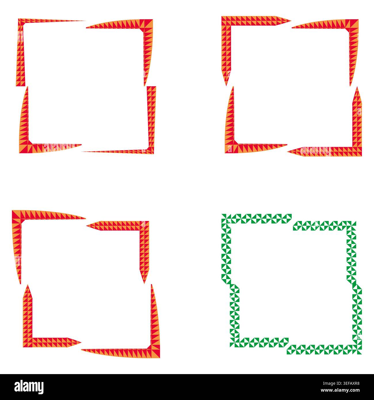 Square frames icon. Red border pattern. Green accent square. Vector illustration. EPS 10. Stock Vector