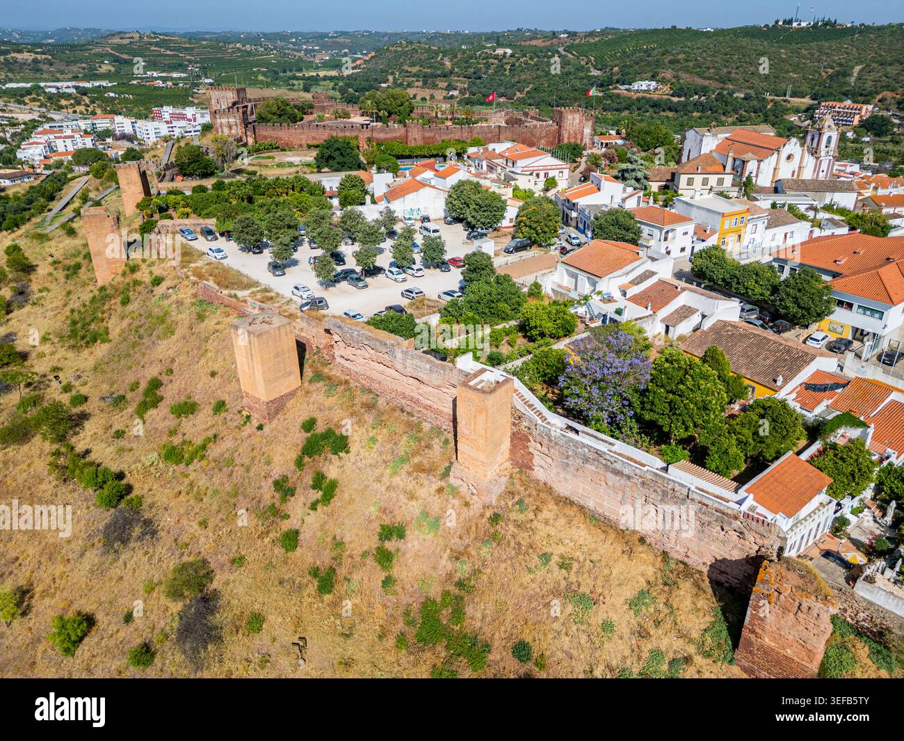 Fortified city of Silves reveals history and culture from above in Algarve Portugal Stock Photo