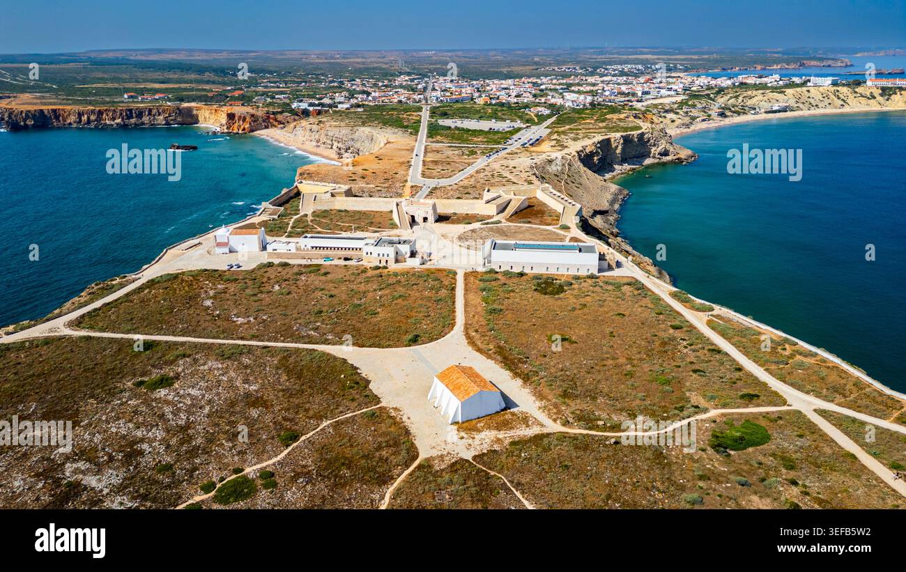 Exploration of Sagres Fortress and the surrounding peninsula in Algarve Portugal Stock Photo
