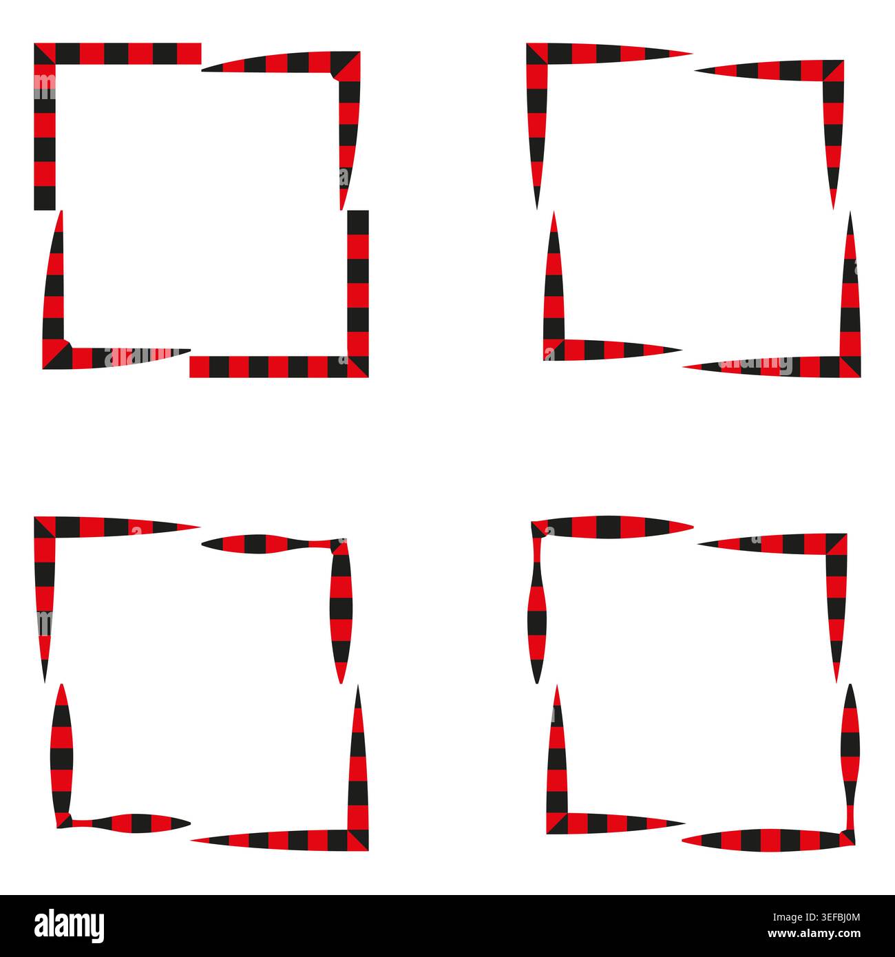 Chess pattern frame. Square checkered border. Grid vector element. Black red design. EPS 10. Stock Vector
