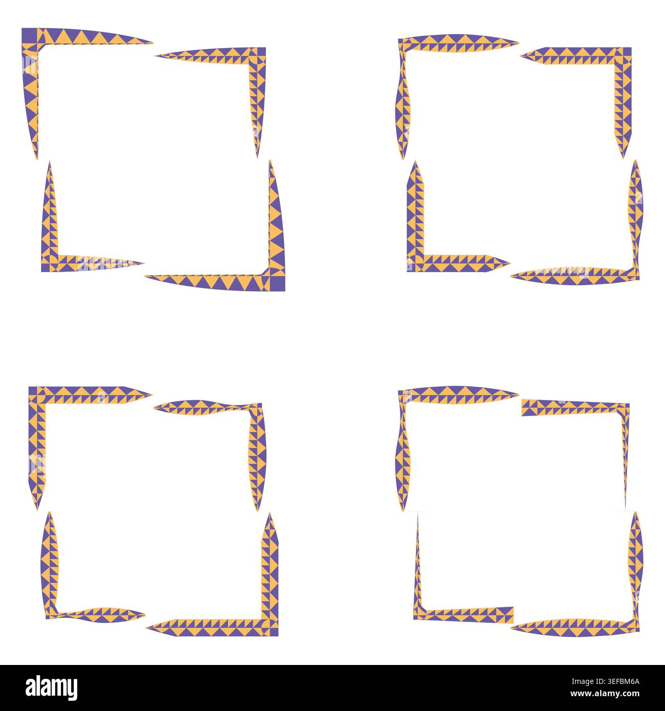 Colorful corner frame. Square border set. Abstract vector shape. Pattern line design Stock Vector