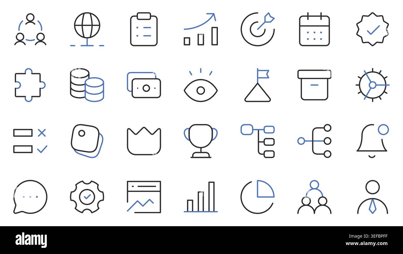 Business and Analytics Icons Set Editable Stroke Line Vector ...