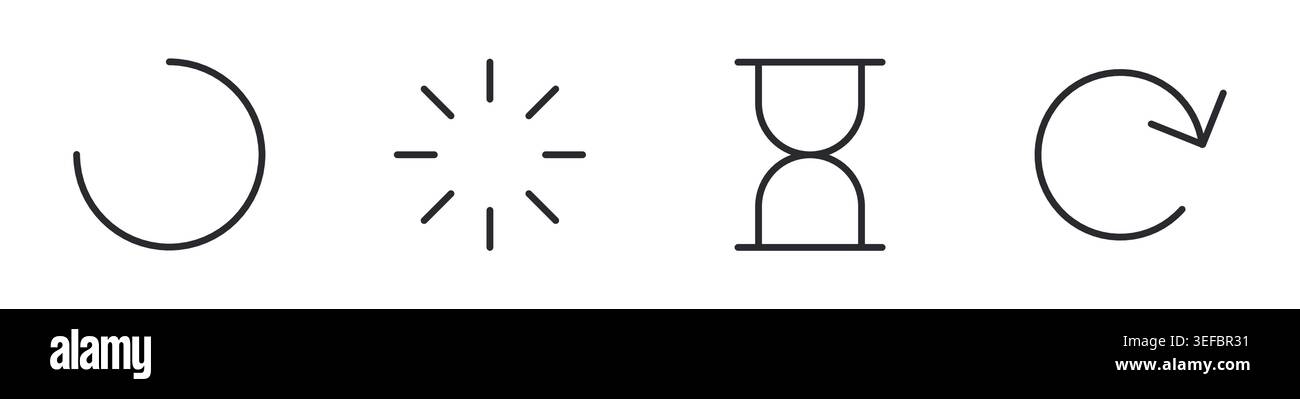 Loading Icons Set Editable Stroke Line Vector Illustration. Stock Vector