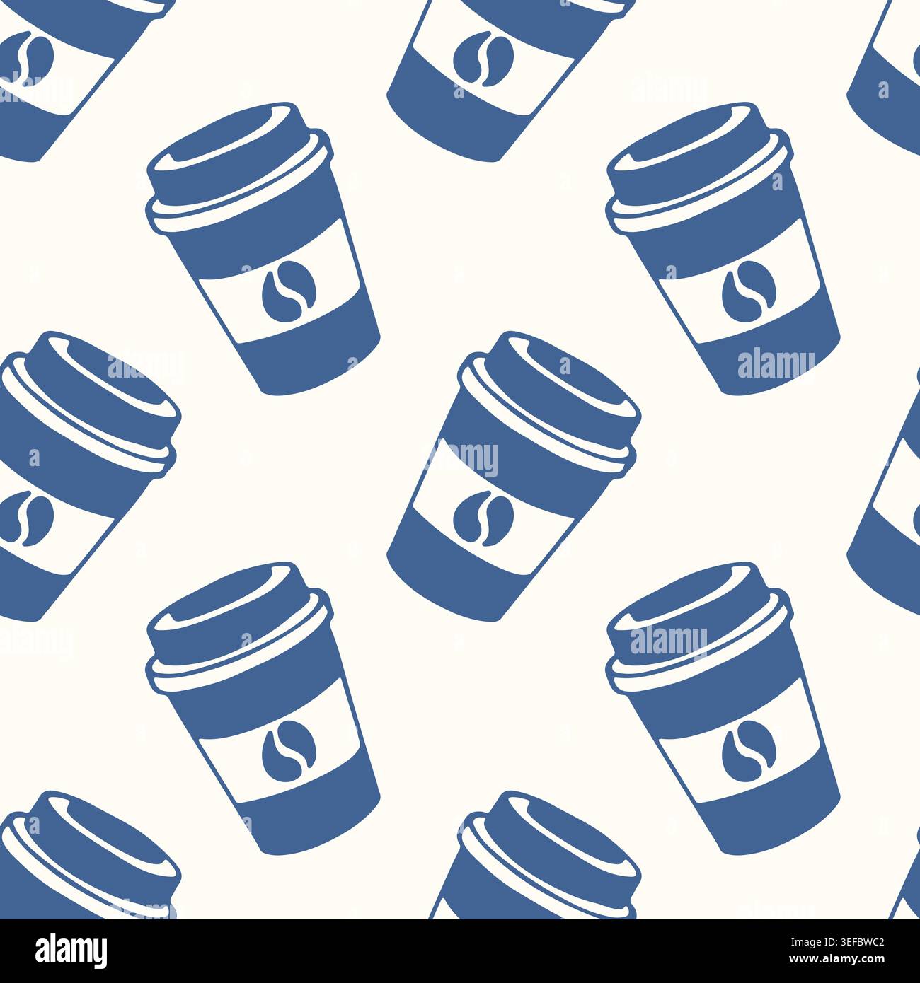 Seamless pattern with coffee cup in flat style. Travel theme illustration. Wallpaper, background, textile, fabric, print design. Stock Vector