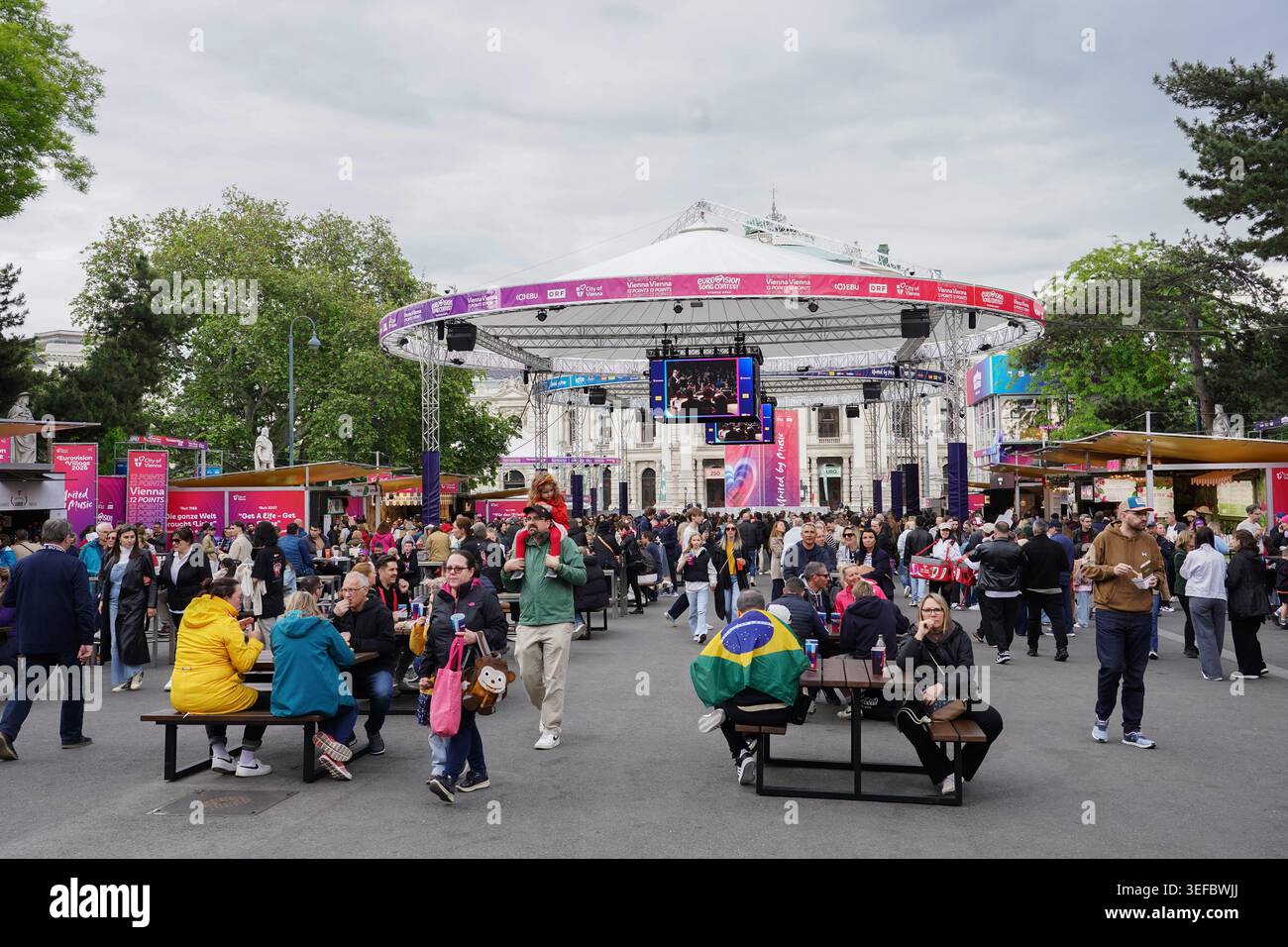 A general view of the Eurovision Village in the Rathausplatz in Vienna ...