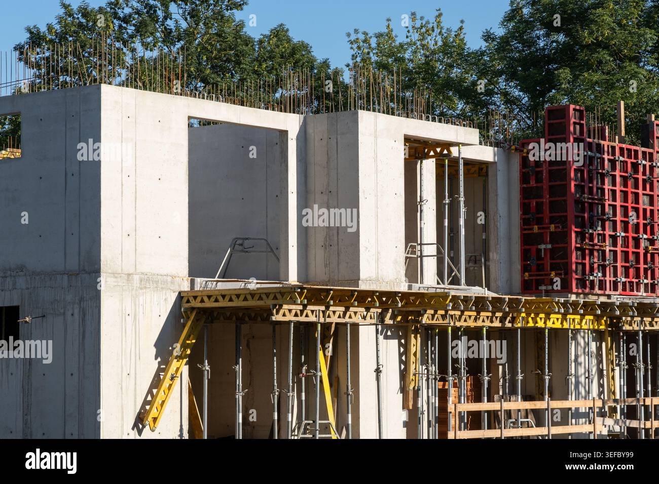 Form Work Shell Construction A concrete building shell is under construction, showcasing exposed ...